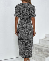 Timya - Schickes Wickel-Midikleid mit Blumenmuster und Knopfdetail | Elegantes Kleid mit V-Ausschnitt und Blumendruck