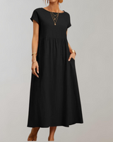 Ella - Vintage Solides Midikleid