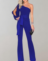 Layla - Luxuriöser Jumpsuit mit Schleifengürtel und Glitzerdetail