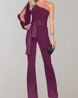 Layla - Luxuriöser Jumpsuit mit Schleifengürtel und Glitzerdetail