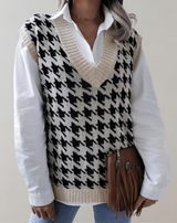 Maika - Damen Strickweste mit Hahnentrittmuster