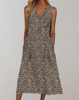 Gerda - Damen V-Ausschnitt ärmelloses Maxikleid