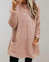 Tessa - Solide Farbe Lose Plüsch Pullover