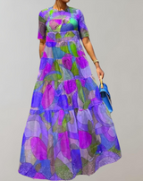 Abegail - bedrucktes langärmeliges Kleid