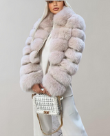 Kathrine - Flauschiger Kragenmantel für Damen