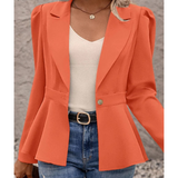 Nina – orangefarbener Damenblazer mit geripptem Kragen