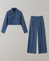 Ada- Elegante Frau Front Falten Hohe Taille Hose