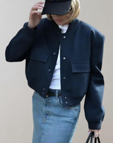 Helene - Knopfleiste Langarm Crop Tops