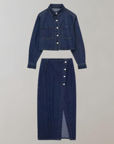 Salma - Damen Herbst Denim Jacke Set