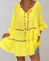 Tanja - Herbst Baumwoll-Leinen-Kleider für Frauen