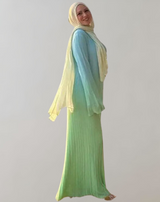 Daniela - Winter Elegant Gradient Plissee Flare Langarm O Hals Kleid