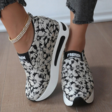 Jeena – schwarz-weiße Damen-Loafer mit atmungsaktivem Blumendruck