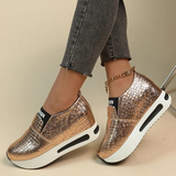 Vinn – Damen-Sneaker mit Schlangenmuster in Silber und Gold
