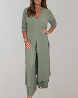 Wela - Langes Top mit elegantem hohem Schlitz