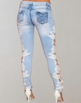 Camila - Stretch-Denimhose mit floraler