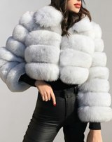 Kathrine - Flauschiger Kragenmantel für Damen