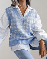 Maika - Damen Strickweste mit Hahnentrittmuster