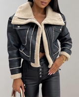 Rosa Vintage-Motorradmantel mit Kragen