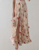 Amanda™ - Ärmelloses, tailliertes Kleid mit Blumendruck und sexy Beinausschnitt