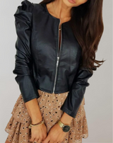 Hattie - Mode PU Leder Jacken Mäntel Frauen Rüschen