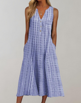 Gerda - Damen V-Ausschnitt ärmelloses Maxikleid