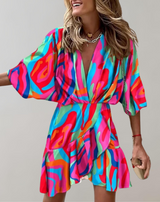 Agnes - Women Fashion Print Fledermausärmel