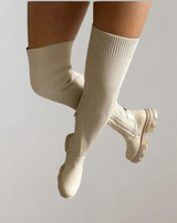 Jihya™ - Oberschenkelhohe Stiefel aus Stretch-Strick