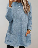 Tessa - Solide Farbe Lose Plüsch Pullover