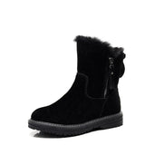 Damen Winterstiefel – Warm Gefütterte Ankle Boots aus Wildlederimitat mit Reißverschluss