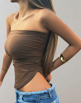 Brenda - Schulter Wickelrohr-Crop-Top