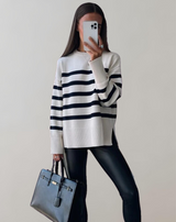 Patricia - Lässige übergroße gestreifte Pullover