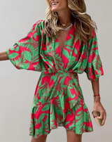 Agnes - Women Fashion Print Fledermausärmel