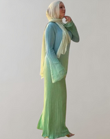 Daniela - Winter Elegant Gradient Plissee Flare Langarm O Hals Kleid