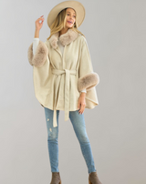 Amara ™ - Kunstpelz-Woll-Cape-Mantel