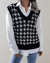 Maika - Damen Strickweste mit Hahnentrittmuster