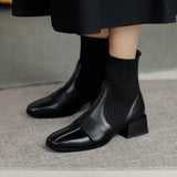 Damen-Stiefeletten mit elastischem Strickschaft – Modische Sock-Boots mit Blockabsatz