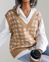 Maika - Damen Strickweste mit Hahnentrittmuster