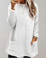 Tessa - Solide Farbe Lose Plüsch Pullover