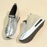 Vinn – Damen-Sneaker mit Schlangenmuster in Silber und Gold