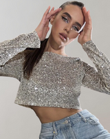Quintina - Damen - Glitter Pailletten Crop Top