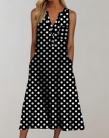 Gerda - Damen V-Ausschnitt ärmelloses Maxikleid