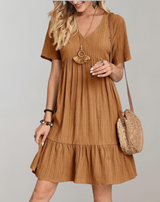 Valeska - Women Casual Solid Mini Dress