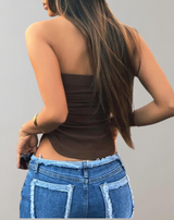 Brenda - Schulter Wickelrohr-Crop-Top