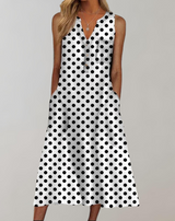 Gerda - Damen V-Ausschnitt ärmelloses Maxikleid