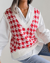 Maika - Damen Strickweste mit Hahnentrittmuster