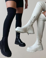 Jihya™ - Oberschenkelhohe Stiefel aus Stretch-Strick