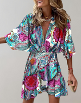 Agnes - Women Fashion Print Fledermausärmel