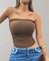 Brenda - Schulter Wickelrohr-Crop-Top