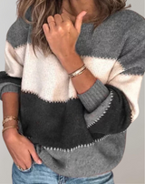 Zofie - Mode Patchwork O-Ausschnitt Herbst