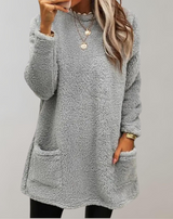 Tessa - Solide Farbe Lose Plüsch Pullover